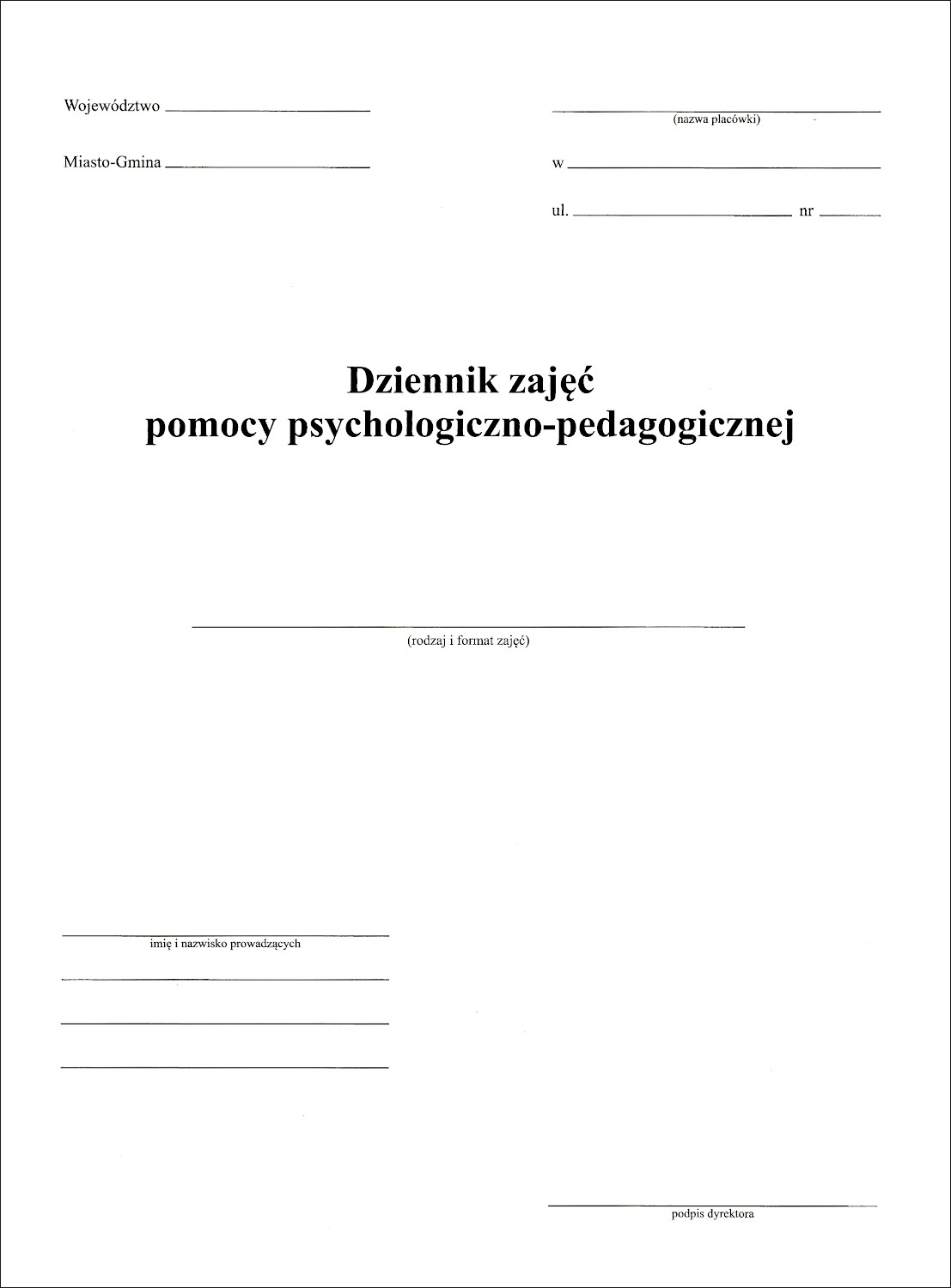 Dziennik zajęć pomocy psycholog.-pedagogicznej A4 (108 str.)