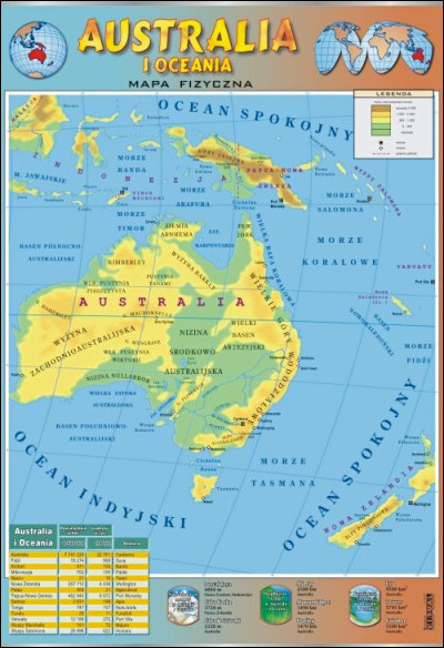 Australia i Oceania - mapa poglądowa