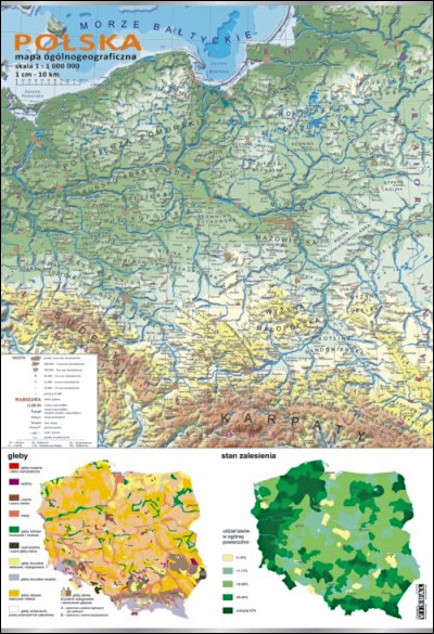 Polska - mapa ogólnogeograficzna